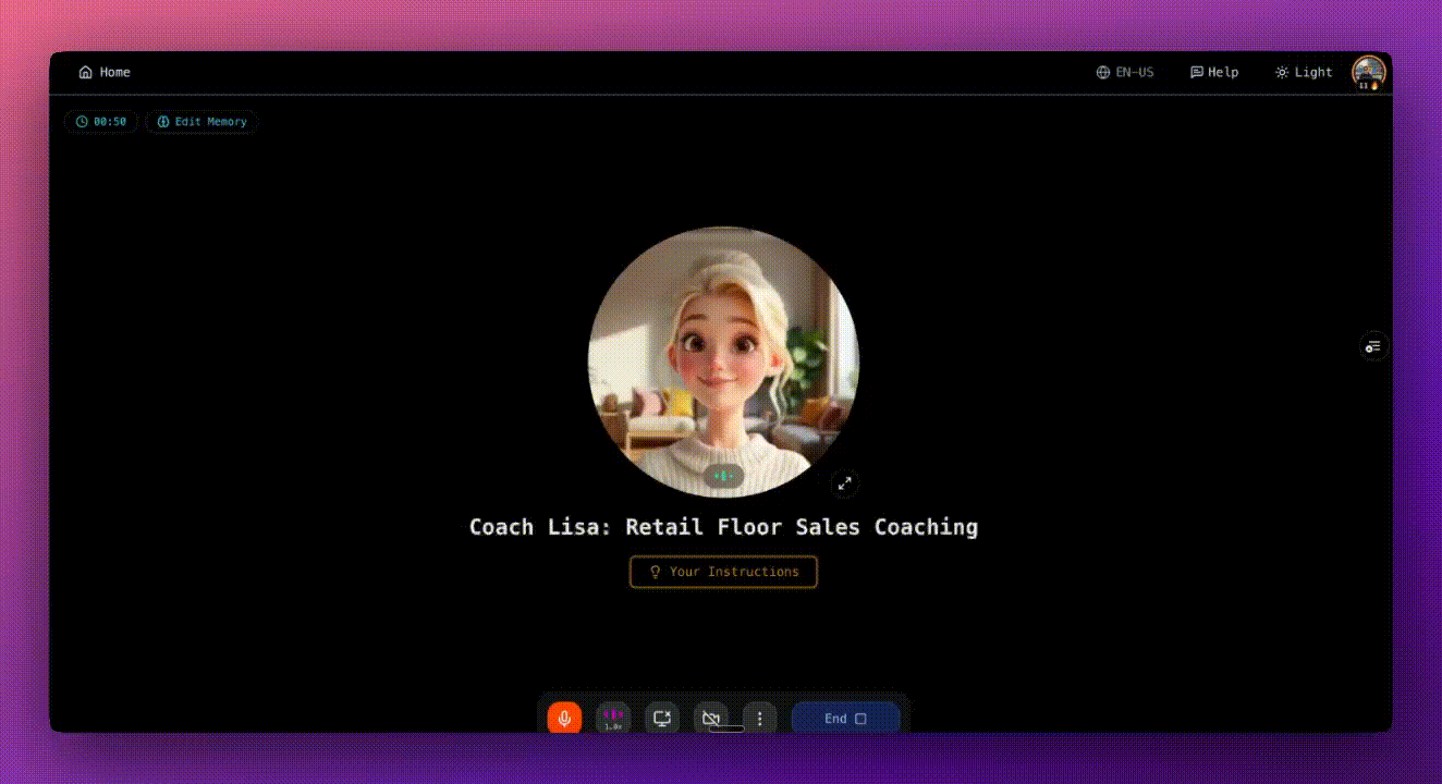 Multimodal coaching with AI-generated visuals and real-time voice feedback